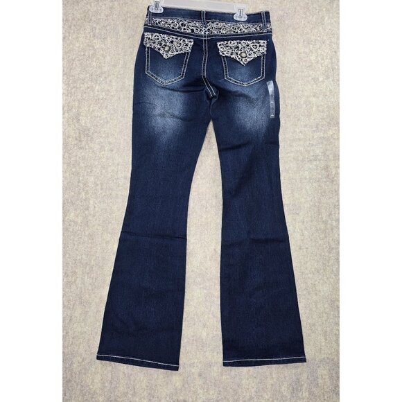 A.N.A Womens Mid-Rise Bootcut Jeans Size 6 Dark Wash Embroidered Sequin Pocket - Picture 2 of 6